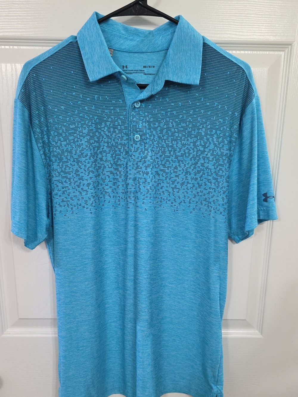 Under Armour Men’s Aqua Blue Pixel-Print Polo